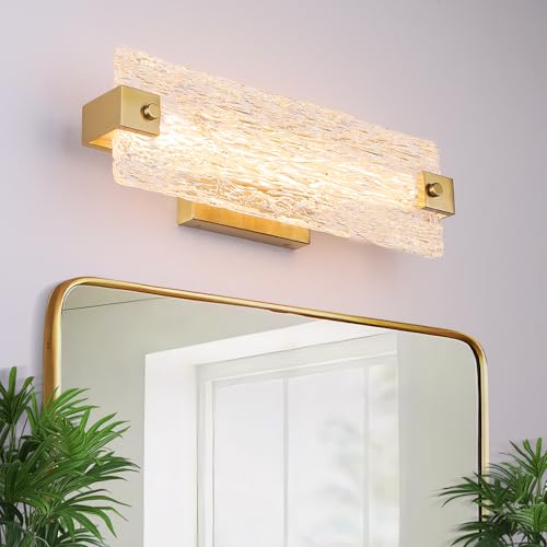 Brushe Gold Bathroom Vanity Light, 16.5 Inch 10W Dimmable LED Bathroom Light Fixture Over Mirror, Modern Crystal Bar Bath Wall Sconce for Bath, 3CCT, OS-MM5001-2BG - color: Gold, size: 16.5" L, 10 Watts