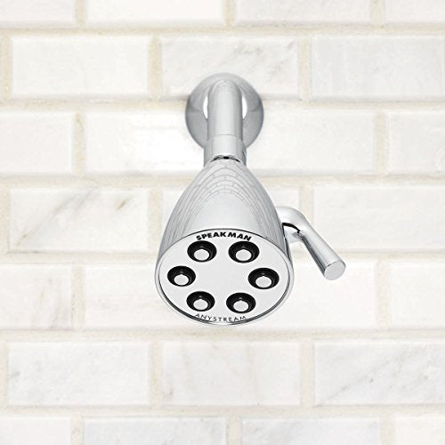 Speakman, Satin S-2252-AB-E2 Signature Brass Icon Anystream Adjustable Shower Head, 2.0 GPM - color: Polished Chrome, size: 2 GPM, style: Transitional