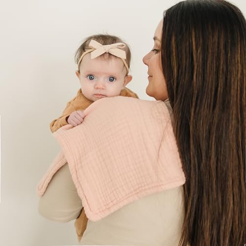 Konssy 6-Pack Thick Muslin Baby Burp Cloths, 6-Layer Ultra Soft Cotton | 100% Cotton, Burp Rags for Baby Drool & Messes, Wash Durable, Absorbent & Durable, Burping Cloths for Boys & Girls (Beige) - color: Beige