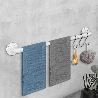 Industrial Pipe Towel Rack Towel Bar, Heavy Duty Wall Mounted Rustic Farmhouse Bath Towel Holder for Bathroom (White, 24 inch) - color: White, size: 24 inch