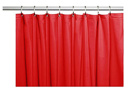 Elegant Heavy Duty Vinyl Shower Curtain Liner with 12 Metal Grommets Red - color: Red