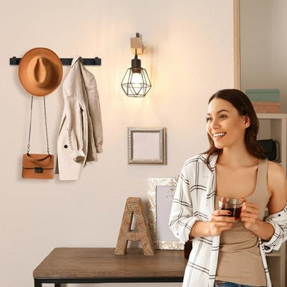 Coat Rack Wall Mount, Metal Coat Hanger with 5 Hooks, Black, 1 Pcs | Heavy Duty, Matte Finish, Includes 5 Long Thick Hooks, for Entryway, Doorway, Bedroom, Bathroom, Living Room, Closet, RV