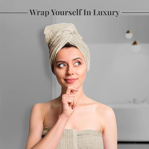 4 Piece Extra Large Bath Towels 30 x 60 Inches, Beige | 100% Cotton, Larger & Lighter Weight, Quicker to Dry, Super Soft and Absorbent, Perfect for Bathroom - color: Beige