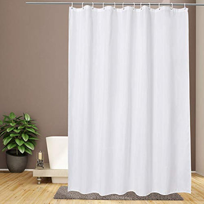 EurCross 72 x 76inch Shower Curtain for Bathroom, Easy Care Machine Washable Fabric Solid White Shower Curtain Liner 76 inch Long Without Hooks - color: White, size: 72"W x 76"L (Pack of 1)