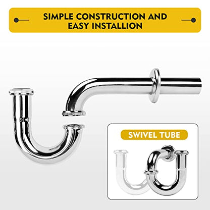 Stainless Steel P-Trap - 1 1/4 Inch Bathroom Basin Sink Waste Trap with Reducing Washer, Chrome Finish, Silver - color: Silver