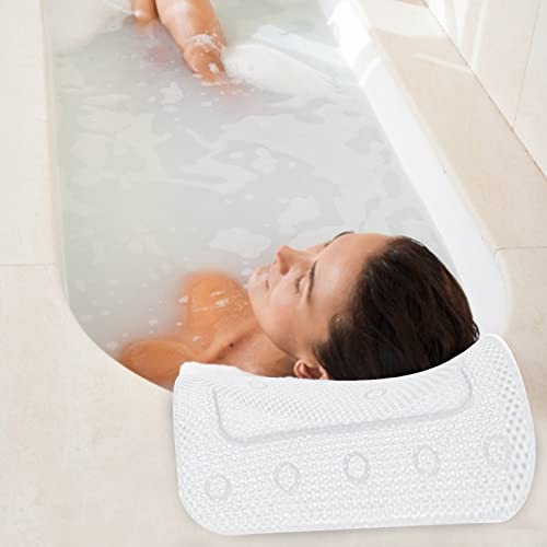Bath Pillow for Bathtub, Full Body Mat & Cushion Headrest for Women and Men, with Mesh Washing Bag Suction Cups, Spa Bathtub Pillow for Head Neck Shoulder and Back Support