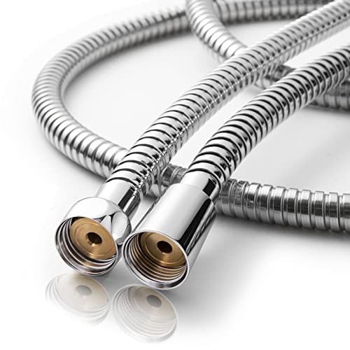 OFFO Shower Hose, 80 in Bidet Hose High Pressure Explosion Proof Toilet for Bidet Sprayer Stainless Steel Electroplating Handheld Shower Flex Hoses with Woven Inner Tube, Chrome - color: Chrome, size: 80 in