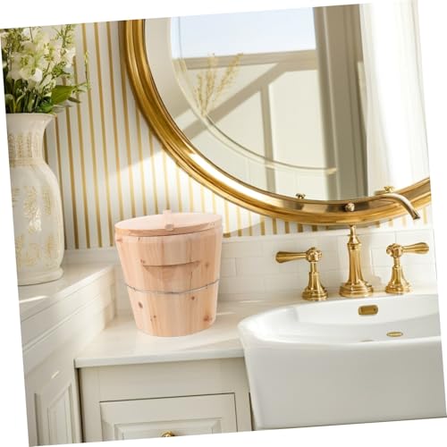 GALPADA Wooden Towel Heating Bucket 25x25x25 Cm with Lid, Large Capacity Sauna Towel Warmer Barrel for Bathroom and Spa Salon Use