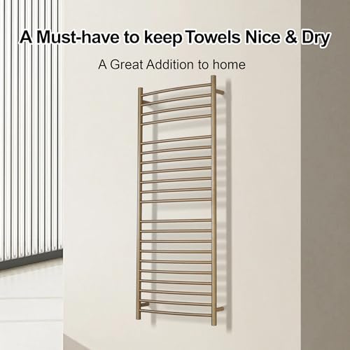 Electric Towel Warmer - Wall Mounted Bathroom Heated Towel Rack, Plug-in Design & Brushed Stainless Steel Finish Gold 21 Bar - color: Gold With Single Press, size: 21 Bar