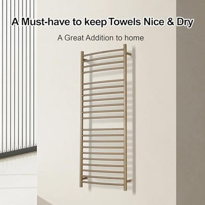 Electric Towel Warmer - Wall Mounted Bathroom Heated Towel Rack, Plug-in Design & Brushed Stainless Steel Finish Gold 21 Bar - color: Gold With Single Press, size: 21 Bar