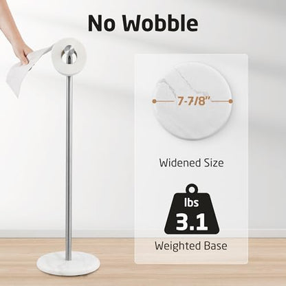 KES Freestanding Toilet Paper Holder 26" Tall, Marble Base Brushed Finish | 18/8 Stainless Steel, Anti-Slip Padded Base, No-Drill Assembly, Fits All Roll Sizes, 1-Min Setup - color: Brushed Steel, size: 26"H