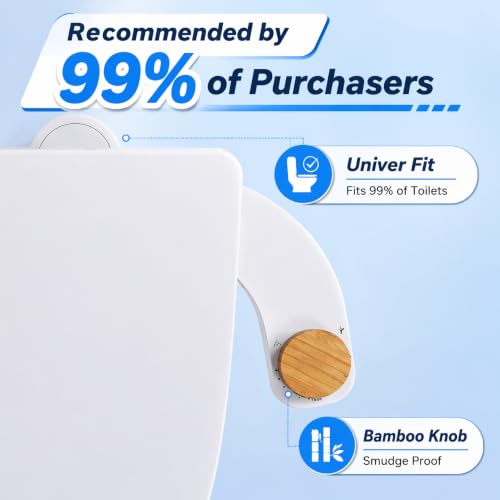 Ultra Slim Toilet Bidet Attachment, Dual Nozzle Front & Rear Wash, Adjustable Cold Water Pressure, Stainless Steel Inlet, Easy to Install Sanitary Toilet Cleansing Accessory