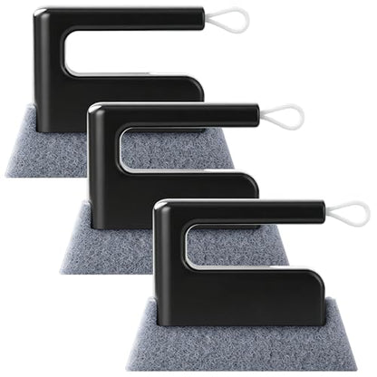 Deep Reach Window Groove Cleaning Brush, Handheld Track Cleaner Tool for Window Slides, Tile Grout, Shutters, Car Vents & Narrow Crevices (Black) - color: Black