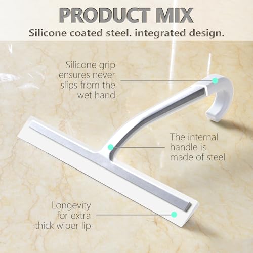 10" One-Piece Silicone Squeegee, Shower Window Car White - color: White, size: 10