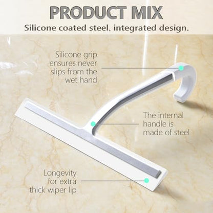 10" One-Piece Silicone Squeegee, Shower Window Car White - color: White, size: 10