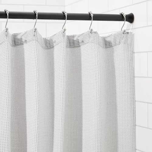 Amazon Basics Adjustable Sturdy Spring Tension Curtain Rod, No Drilling/No Holes, 36-54", Black, Classic Finial - color: Black, size: 36-54"