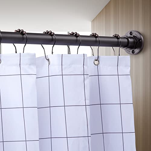 Industrial Shower Curtain Rod - 2-in-1 Design Tension Curtain Rod - Never Rust Non-Slip 43 to 72 Inch Stainless Steel, Bronze Window Curtain Rod - color: Bronze, size: 43-72 Inches