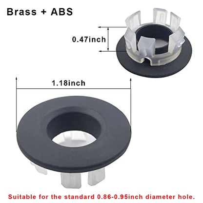2Pcs Sink Overflow Ring Matte Black Bathroom Basin Trim Cover Caps | Brass, Round Drain Cover, Hole Insert Ring, Kitchen Bath Sink Parts - color: Matte Black