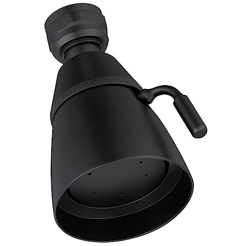 Angle Simple High Flow Shower Spray Head Adjustable, G 1/2, Matte Black | Brass, Swivel High Pressure Shower Head, Adjustable Angle and Water Flow, No Flow Restrictor, Easy to Wash Clean - color: Matte Black