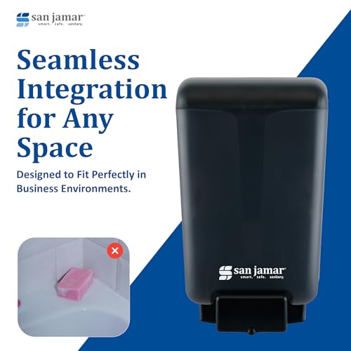 San Jamar Classic Plastic Manual Soap Dispenser, Hand Sanitizer Dispenser, Lotion Dispenser with Universal Compatibility for Home, Bathroom, Kitchen, Restooms, Restaurants, 46 Ounces, Black Pearl - color: Black