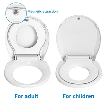 Toddler Toilet Seat Round with Toilet Seat Cover – Potty Training Toilets for Boys and Girls, Family Bathroom PP Toilet Seats with Child Seat, Biscuit - color: Biscuit, size: Round