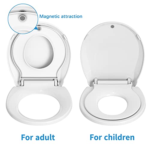 Toilet Seat Elongated White Flat Toilet Seat Cover with Quick Release Easy Clean Hinges, Comfortable Fit for Standard Toilets, Perfect for Home Bathroom Upgrades, Apartments and Guest Restrooms - size: Round with Toddler Seat