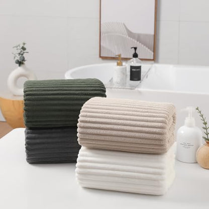 4 Piece Bath Towels, 30"x60" Microfiber Towels Set, Beige | Large Bathroom Towels, Soft Touch, Highly Absorbent, Quick Dry, Lint Free, Long-Lasting, Family Use, Guest Bath & Daily Use - color: Beige, size: 30x60 Bath Towels of 4