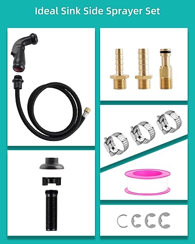 Universal Kitchen Faucet Sprayer Attachment/Hose/Holder, Oil Rubbed Bronze | NSF/ANSI/CAN 372 Certified, With 3 Adapters Compatible with Moen/Delta Faucet Sprayer Replacement, Kitchen Sink Side Head - color: Oil Rubbed Bronze, style: Sprayer Head/Hose/Hol