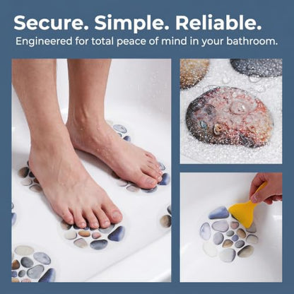 UKCOCO 10pcs Anti Slip Shower Stickers, 5.91”Adhesive Decals Safety Strips with Scraper, Anti Skid for Bath Tub Shower Floor Stairs Kitchen