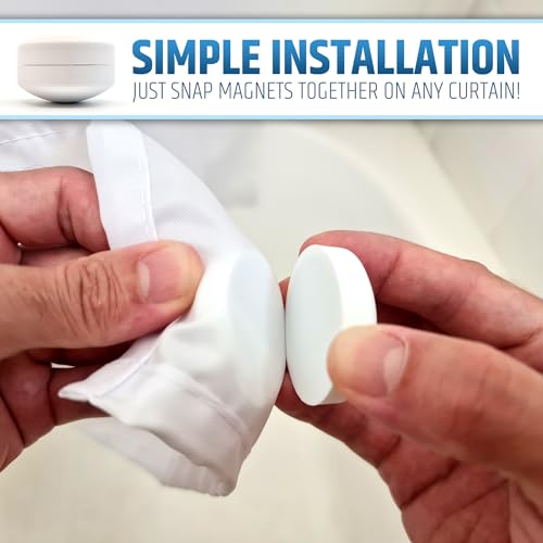 Powerful Anti-Billowing Magnetic Shower Curtain Weights for Splash-Free Bath Experience - 360° Silicone Wrapped - Will Never Rust - Heavy Magnets Prevent Curtain Liners from Blowing | 8 Pairs | White - color: White, size: 8 Standard Pairs