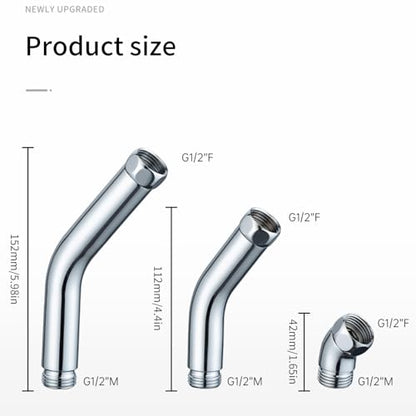 Shower Elbow Adapter for Handheld Shower Head 45 Degree Connectors Stainless Steel Construction Polished Chromes Finish - color: Long