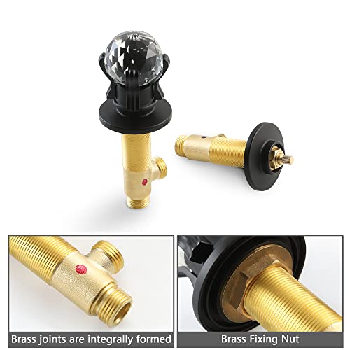 SKOWLL Bathroom Sink Faucet Waterfall, Free Floating Crystal Ball with LED Light, Modern 8 inch Widespread Bathroom Faucet 3 Hole with Dual Handle, Matte Black - color: Matte Black