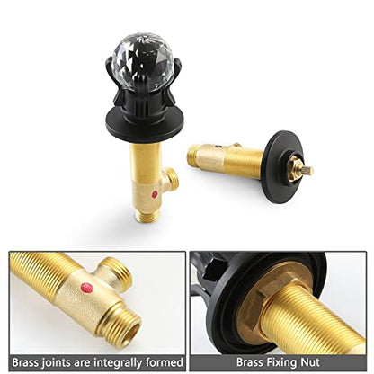 SKOWLL Bathroom Sink Faucet Waterfall, Free Floating Crystal Ball with LED Light, Modern 8 inch Widespread Bathroom Faucet 3 Hole with Dual Handle, Matte Black - color: Matte Black