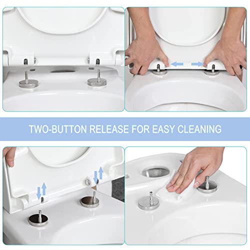 White Quick-Release Toilet Seat with Top-Fixing Hinges – Durable Bathroom Lid for Easy Cleaning and Installation 04B