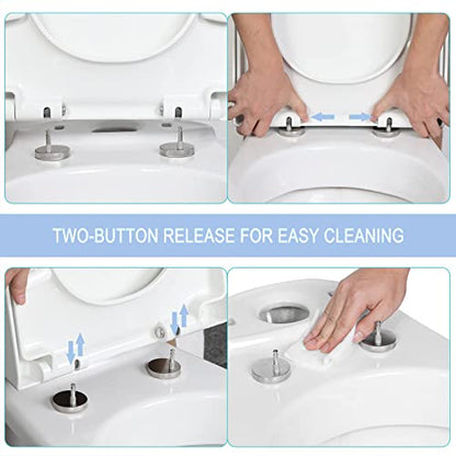 White Quick-Release Toilet Seat with Top-Fixing Hinges – Durable Bathroom Lid for Easy Cleaning and Installation 04B