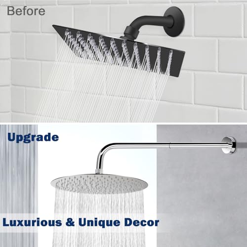 NearMoon Shower Arm, Extra Extension Arm with Flange, Stainless Steel Wall-Mounted Showerhead Extender Pipe (20 Inch, Chrome Finish) - color: Chrome Finish, style: 20 Inch