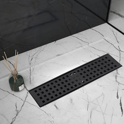 12 Inch Linear Shower Drain Matte Black, Rectangular Shower Floor Drain Kit 304 Stainless Steel, Removable Grid Grate, Hair Catcher, Leveling Feet - color: Matte Black, size: 3"x 12"-Grate