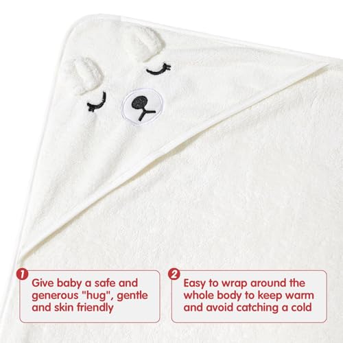 Baby Essentials Hooded Towel Set, 4-Pack Soft Ultra Absorbent 31.5x31.5 inch Towels for Boy and Girl, Toddler, Infant (White Bear) - color: 10 White Bear-4pack