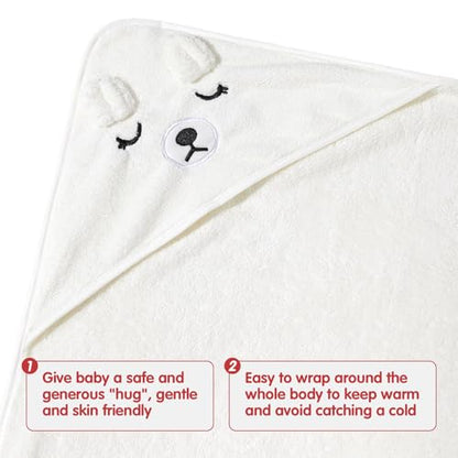 Baby Essentials Hooded Towel Set, 4-Pack Soft Ultra Absorbent 31.5x31.5 inch Towels for Boy and Girl, Toddler, Infant (White Bear) - color: 10 White Bear-4pack