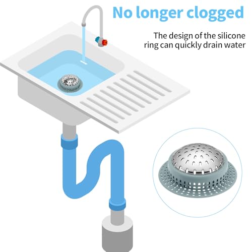 Aluvor Bathtub Drain Hair Catcher Shower Drain Cover Sink Drain Protector | Bathroom Sink & Bathtub Drain Strainer for Pop-Up & Regular Drains, Greyish Blue - size: Large-Greyish Blue