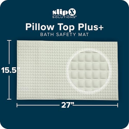 SlipX Solutions Pillow Top Soft Padded Non Slip Bathtub Mat, 27x15.5, Cream | Soft Anti Slip Bath Tub And Shower Mat, 700 Air-Filled Pillows, Strong Suction Cups, Extra Comfort Underfoot - color: Cream