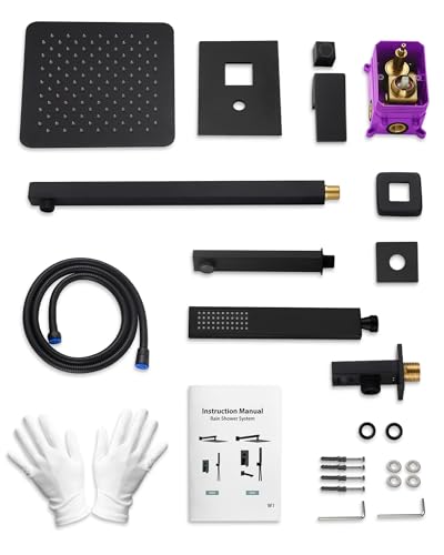 10" Shower Faucet Set with Tub Spount, High Pressure Rainfall Shower Head and Handheld Sprayer Combo, Bathroom Tub Shower Faucet Set, Matte Black - color: Matte Black