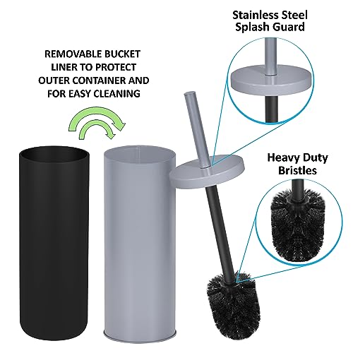 Deep & Sturdy Toilet Bowl Brush with Holder - Durable Scrubbing - Toilet Cleaners - Household Essentials - Bathroom Cleaner - Cleaning Supplies - Household Supplies, Matte Gray - color: Matte Gray Reese