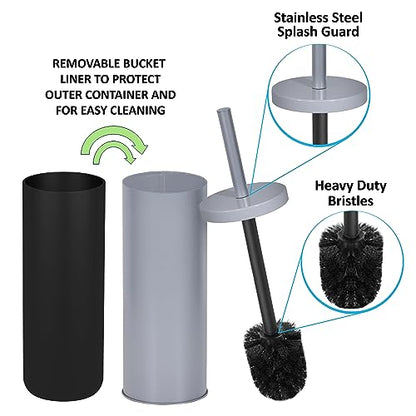 Deep & Sturdy Toilet Bowl Brush with Holder - Durable Scrubbing - Toilet Cleaners - Household Essentials - Bathroom Cleaner - Cleaning Supplies - Household Supplies, Matte Gray - color: Matte Gray Reese