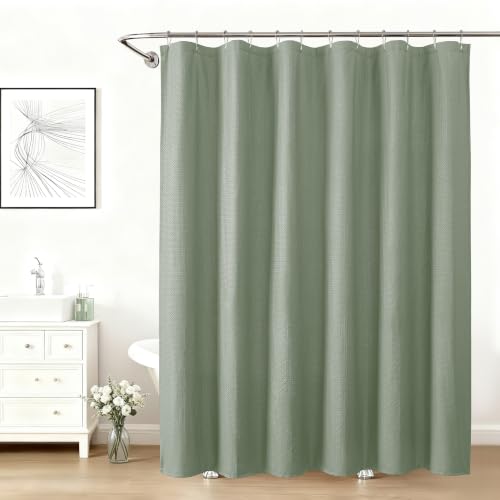 Aiyufeng Sage Green Shower Curtains for Bathroom，Dot Like Embossed Textured Waterproof Soft Polyester Cloth Shower Curtain，Hotel Spa Machine Washable，72Wx72L - color: Sage Green, size: 72"W x 72"L (Pack of 1)
