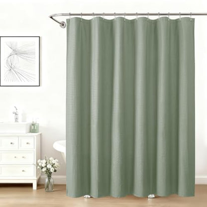Aiyufeng Sage Green Shower Curtains for Bathroom，Dot Like Embossed Textured Waterproof Soft Polyester Cloth Shower Curtain，Hotel Spa Machine Washable，72Wx72L - color: Sage Green, size: 72"W x 72"L (Pack of 1)