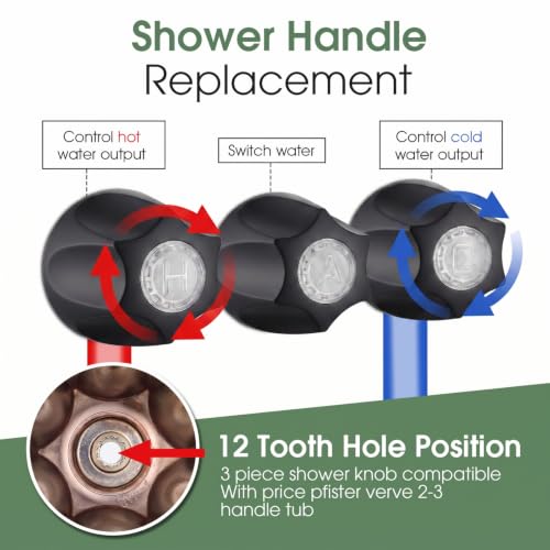 Bathtub Faucet and Shower Knobs Replacement,Easy to Install Tub Spout Set for 1/2" Copper Pipe,1/2" IPS and 3/4" IPS with Install Tool (Matte Black) - color: Matte Black