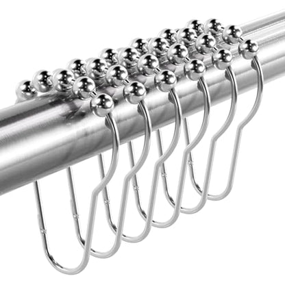 Titanker Shower Curtain Hooks Rings, Rust-Resistant Metal Shower Curtain Hooks for Bathroom Shower Rods Shower Hooks Shower Rings for Curtain - Set of 12, Chrome - color: Chrome
