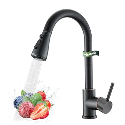 VFAUOSIT Kitchen Faucet with Pull Down Sprayer, Oil Rubbed Bronze | Cold-Start Safety, 3 Spray Modes, 360° Swivel, cUPC/CEC Certified, Fingerprint-Resistant Finish, Premium Ceramic Disc Valve - color: Oil Rubbed Bronze