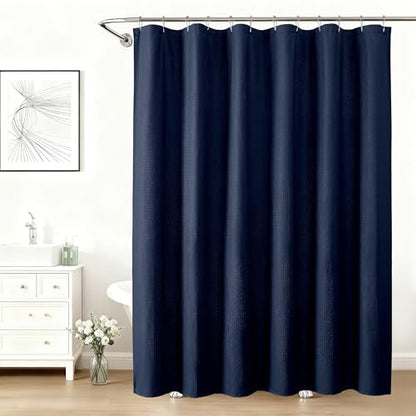 Aiyufeng Navy Blue Shower Curtains for Bathroom，Dot Like Embossed Textured Waterproof Fabric Shower Curtain，Hotel Luxury Quality & Soft Cloth，Machine Washable，72Wx78L - color: Navy Blue, size: 72"W x 78"L (Pack of 1)